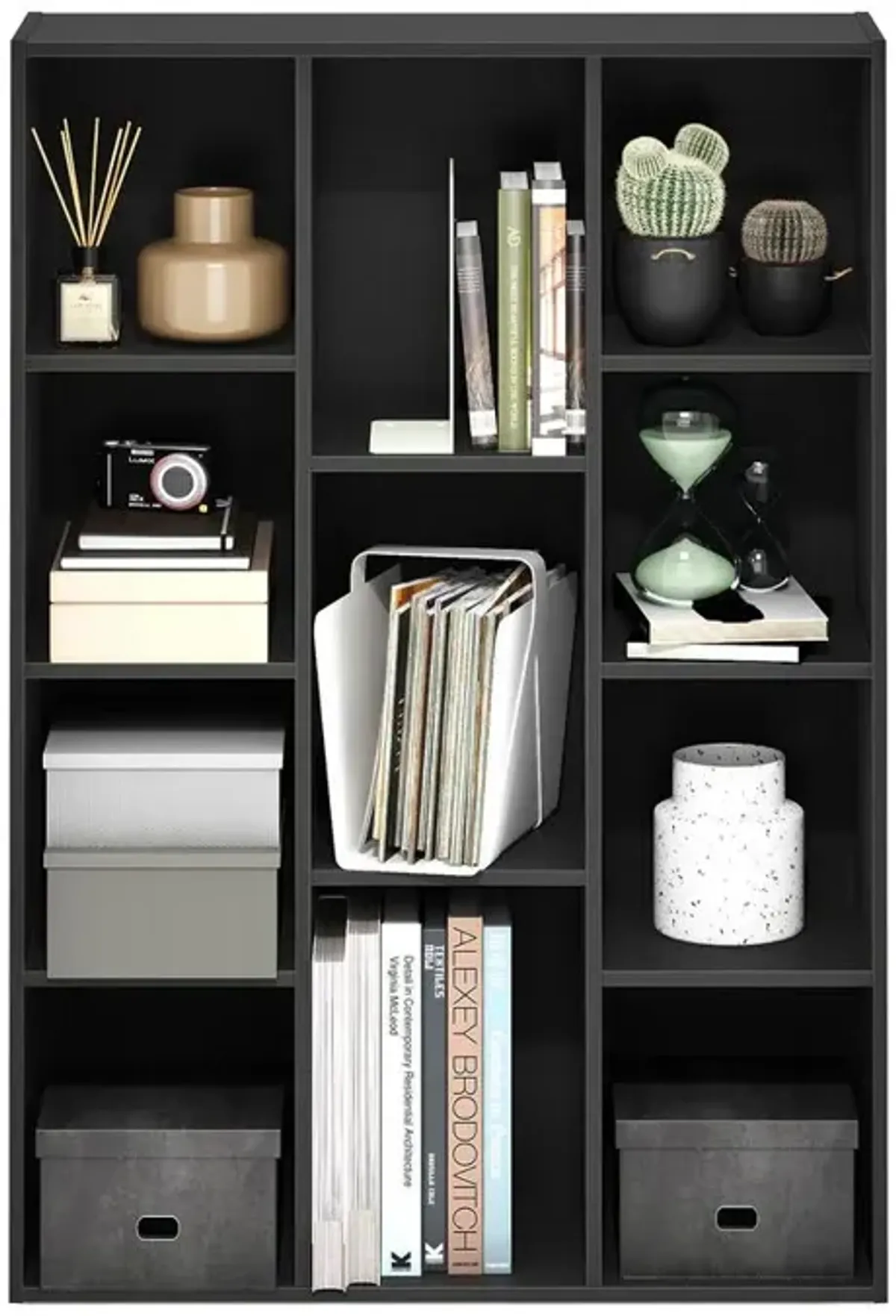 Furinno Luder 11-Cube Reversible Open Shelf Bookcase, Blackwood