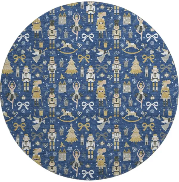 Merry & Bright MY29 Navy 8' Round Rug