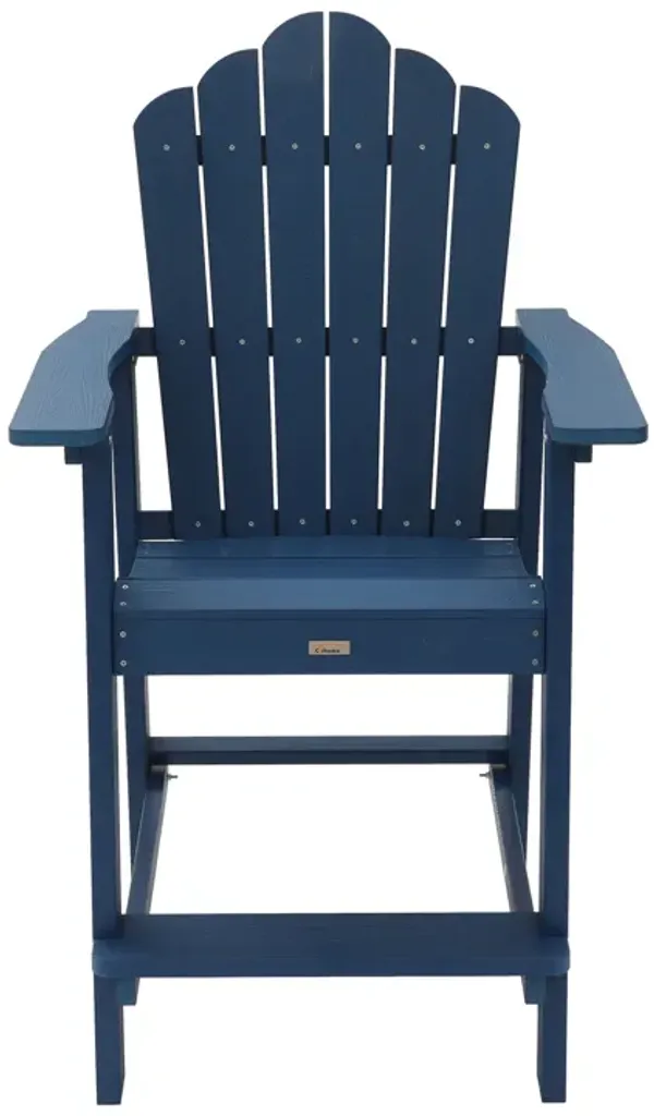 MONDAWE  Tall Patio Adirondack Chair Outdoor HIPS Frame Plastic Bar Stool Gray 1-Pack