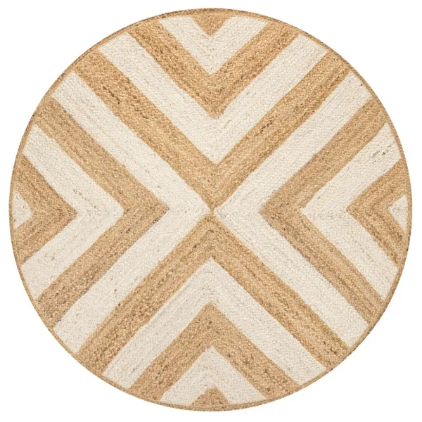 Piper Two Tone Chevron Round Jute Round Area Rug