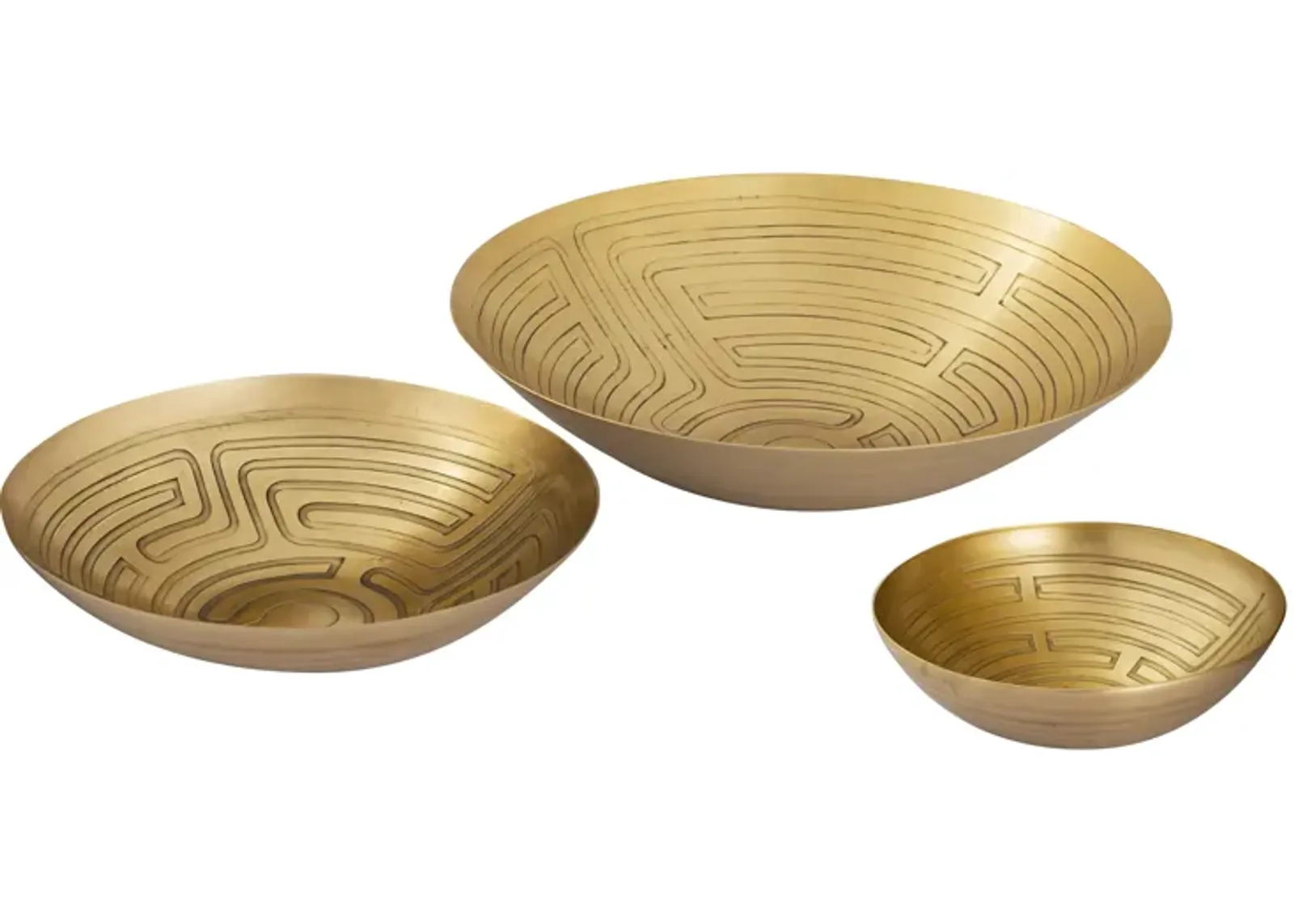 Gold Maze Etched Bowl - Set of 3