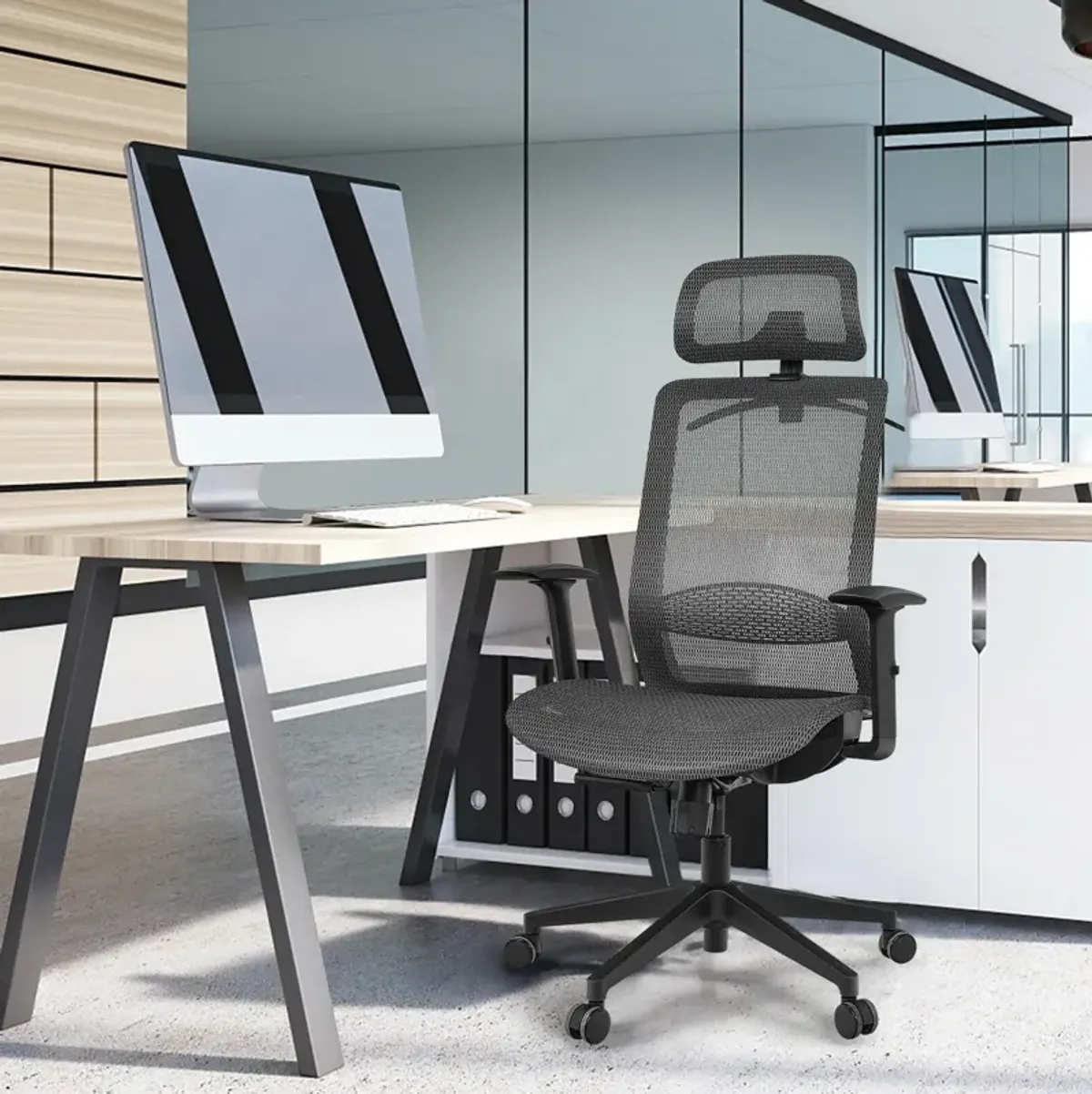 Height Adjustable Ergonomic High Back Mesh Office Chair with Hange