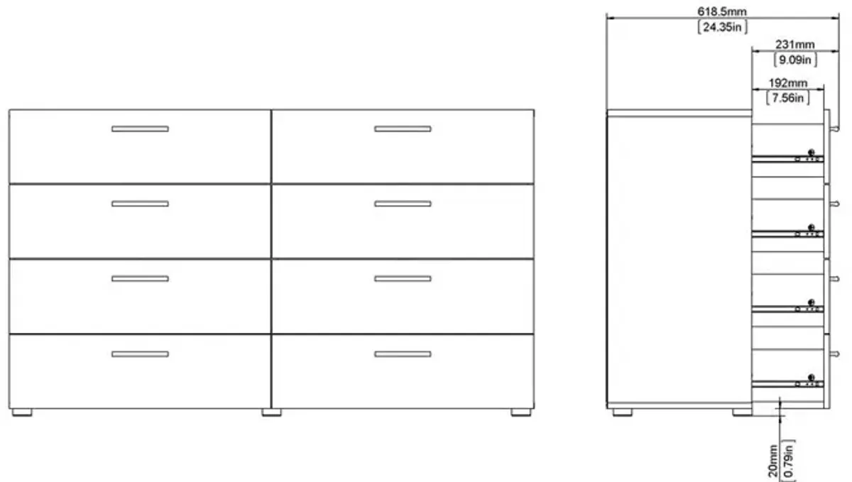 Tvilum Austin 8 Drawer Double Dresser, Walnut