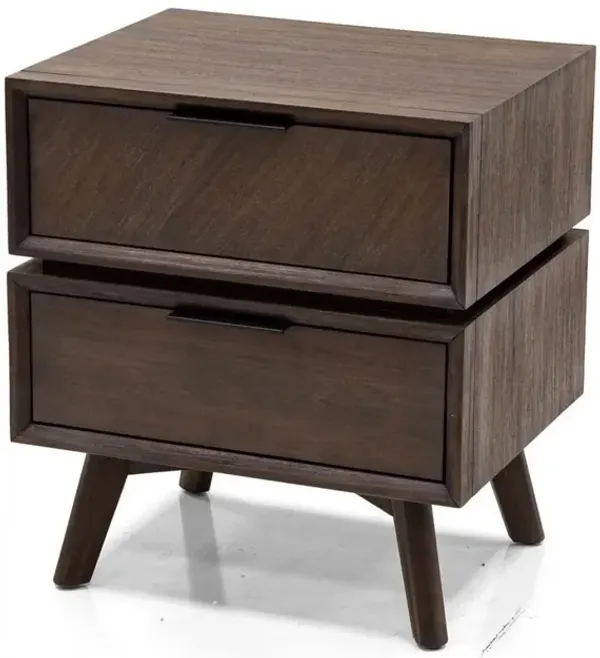 28 Inch Wooden Nightstand with 2 Drawers, Brown - Benzara