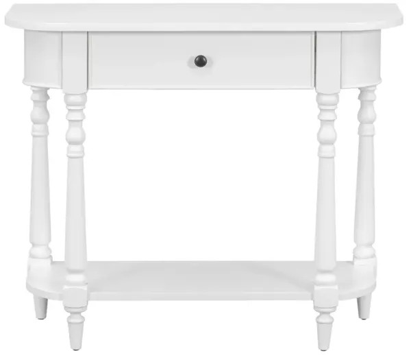 Clihome Narrow Console Table with Curved Corner, Retro Entryway Table with Top Drawer and Open Shelf, Sofa Table Console Tables for Entryway, Hallway and Living Room (Navy)