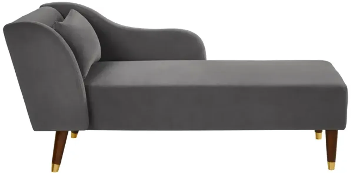 Modern Chaise Lounge Chair Velvet Upholstery (Grey)