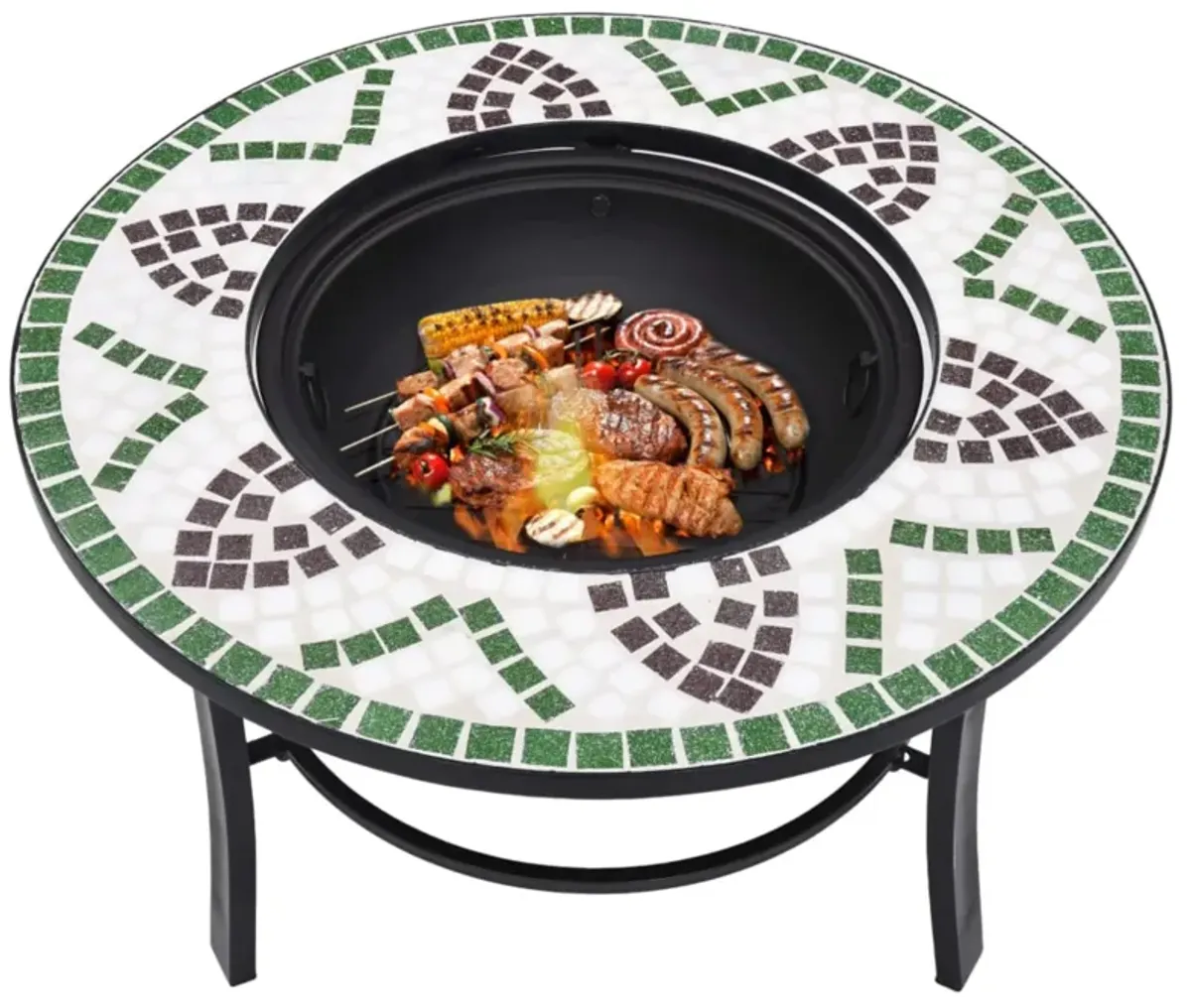 vidaXL Mosaic Fire Pit Green 26.8" Ceramic