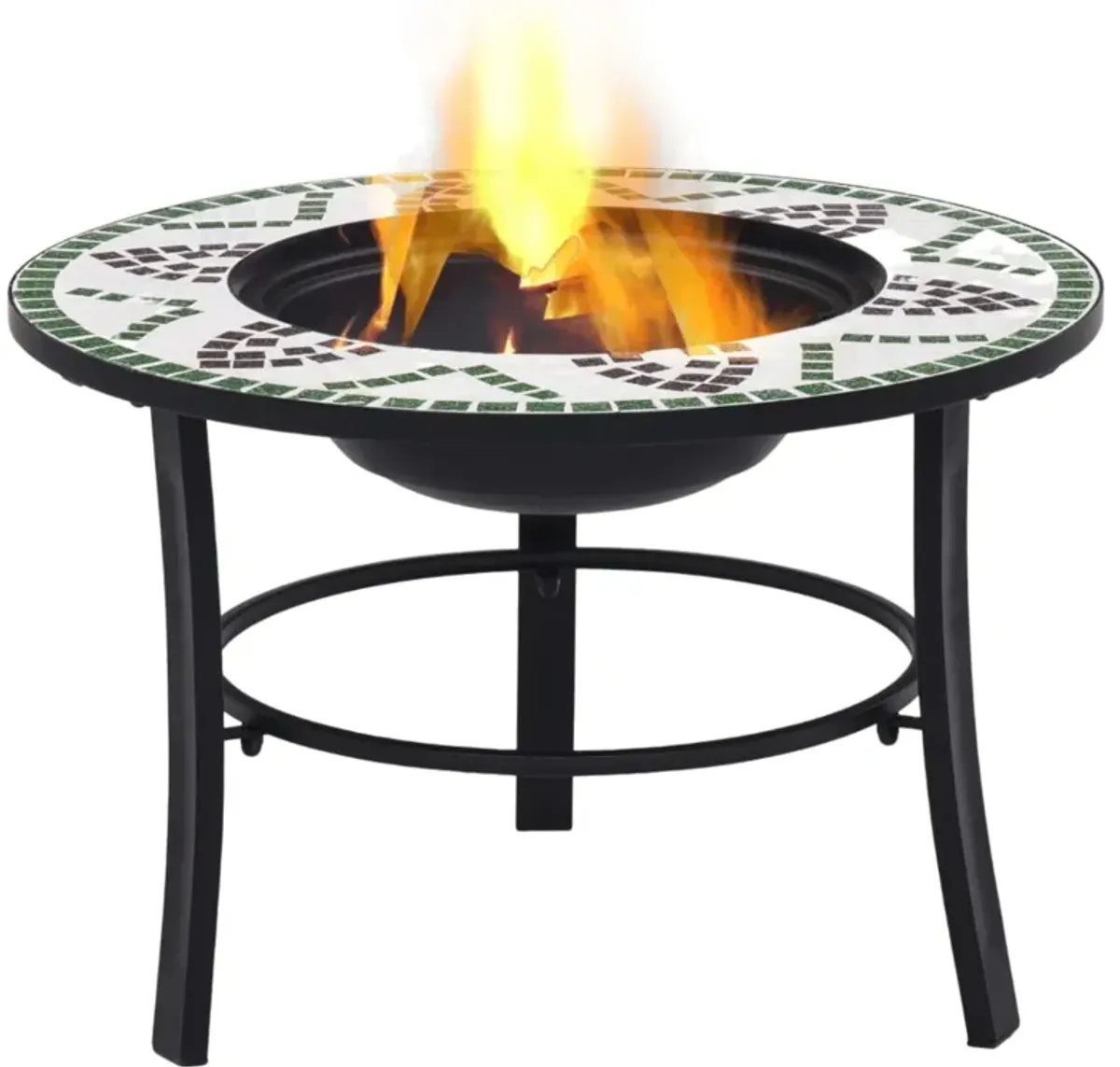 vidaXL Mosaic Fire Pit Green 26.8" Ceramic