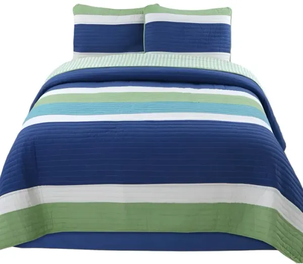 Stripe 100 Percent Cotton Quilt Set for Soft Comfortable Bedding and Bedroom Decor
