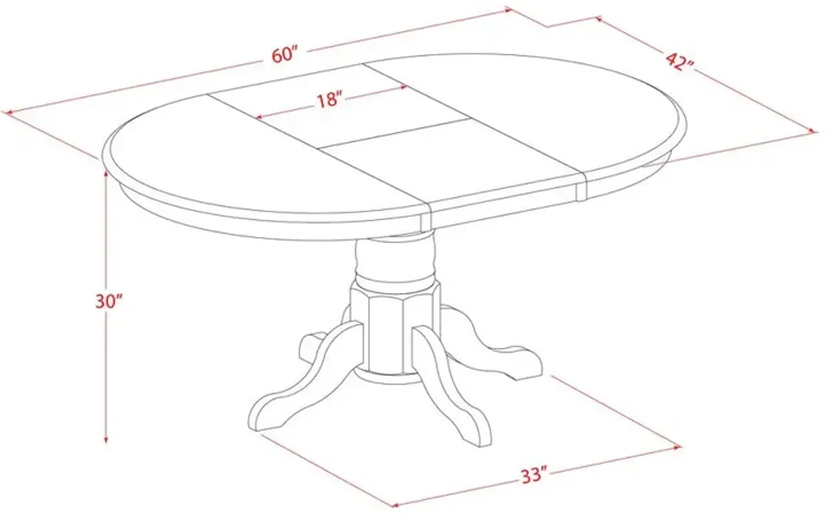 East West Furniture Kenley  Single  Pedestal  Oval  Dining  Table  42x60  with  18  Butterfly  Leaf