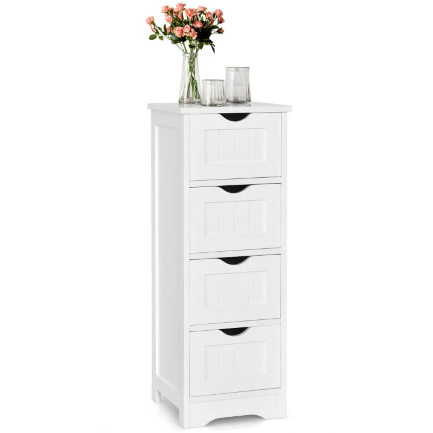 4-Drawer Freestanding Floor Cabinet with Anti-Toppling Device