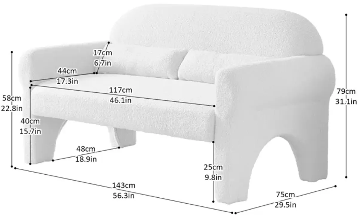 Modern Boucle Loveseat For Living Room