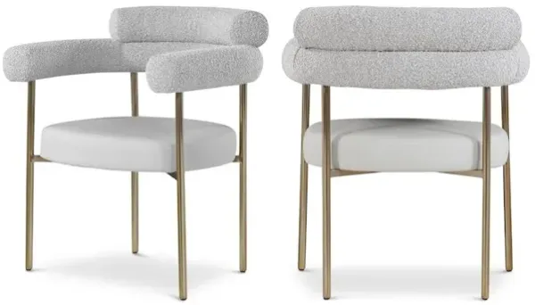 Meridian Furniture Blake Taupe Vegan Leather / Boucle Fabric Dining Chair, Set of 2