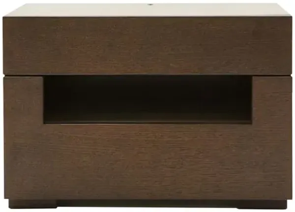 Wooden Nightstand with Two Drawer and Open Shelf, Dark Brown-Benzara