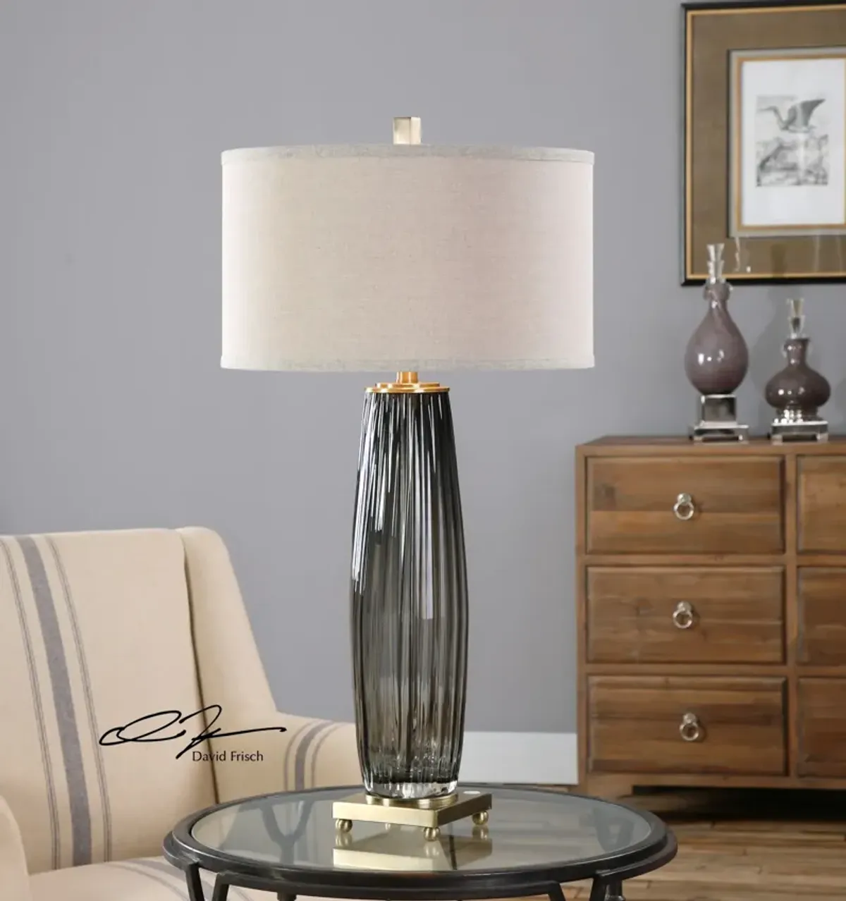 Uttermost Vilminore Gray Glass Table Lamp