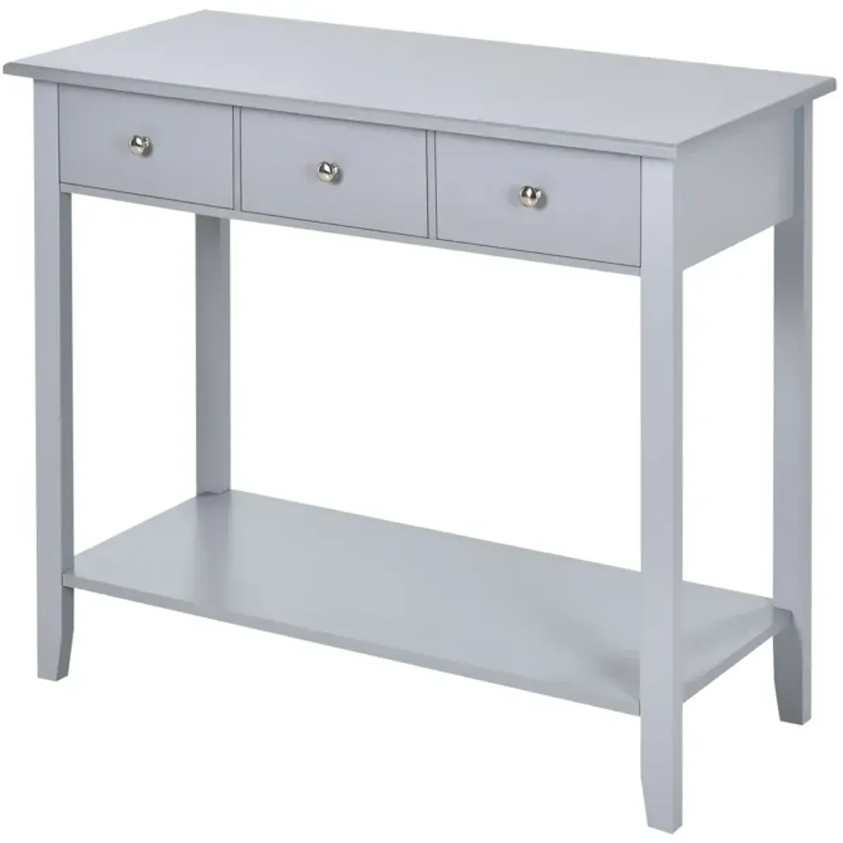 Grey Industrial Entryway: Console Table with Drawer & Shelf