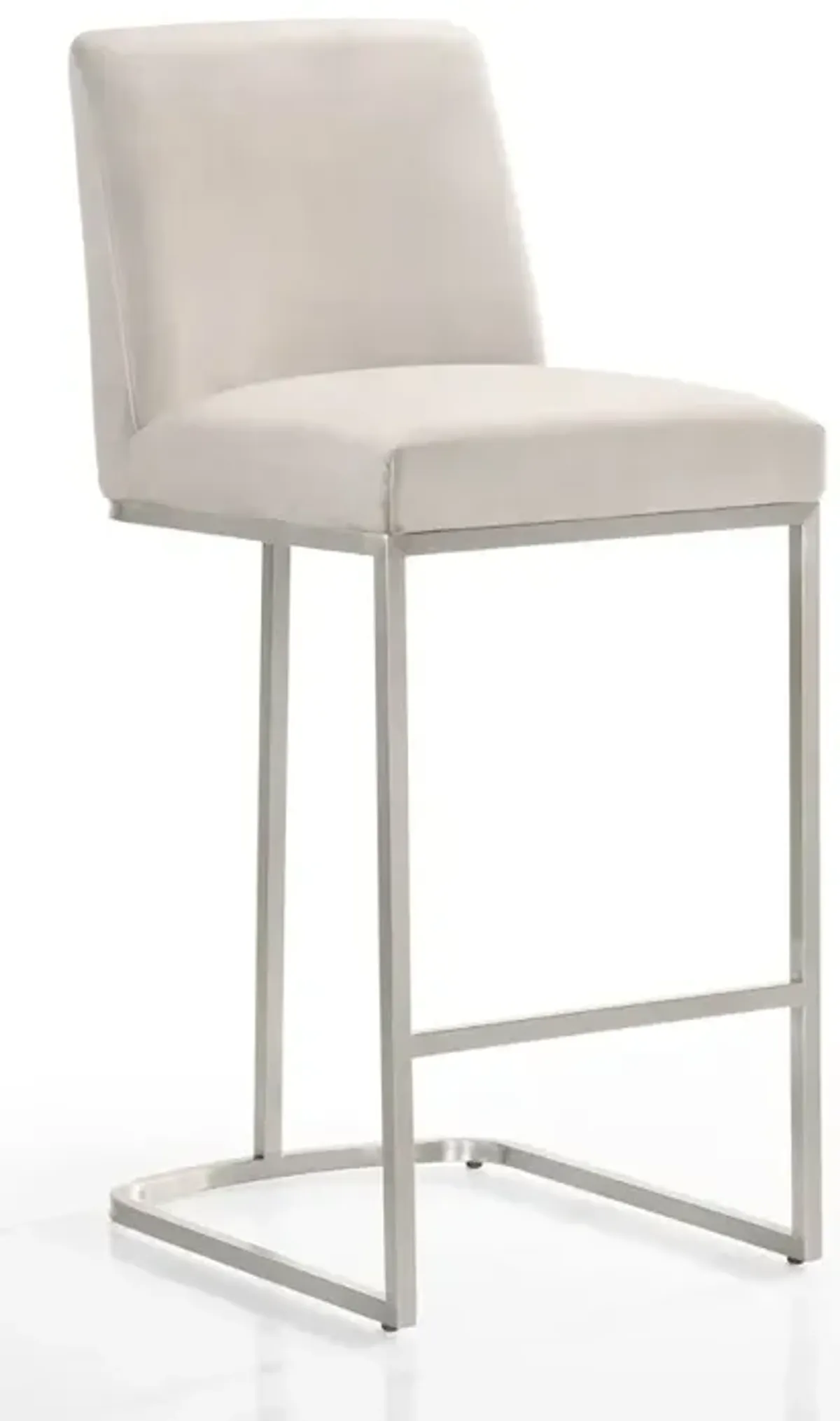 Sydney 28.5" Stainless Steel and Velvet Bar Stool in Abalone Gray