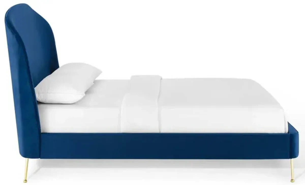 Modway - Mira Upholstered Performance Velvet Queen Platform Bed Navy