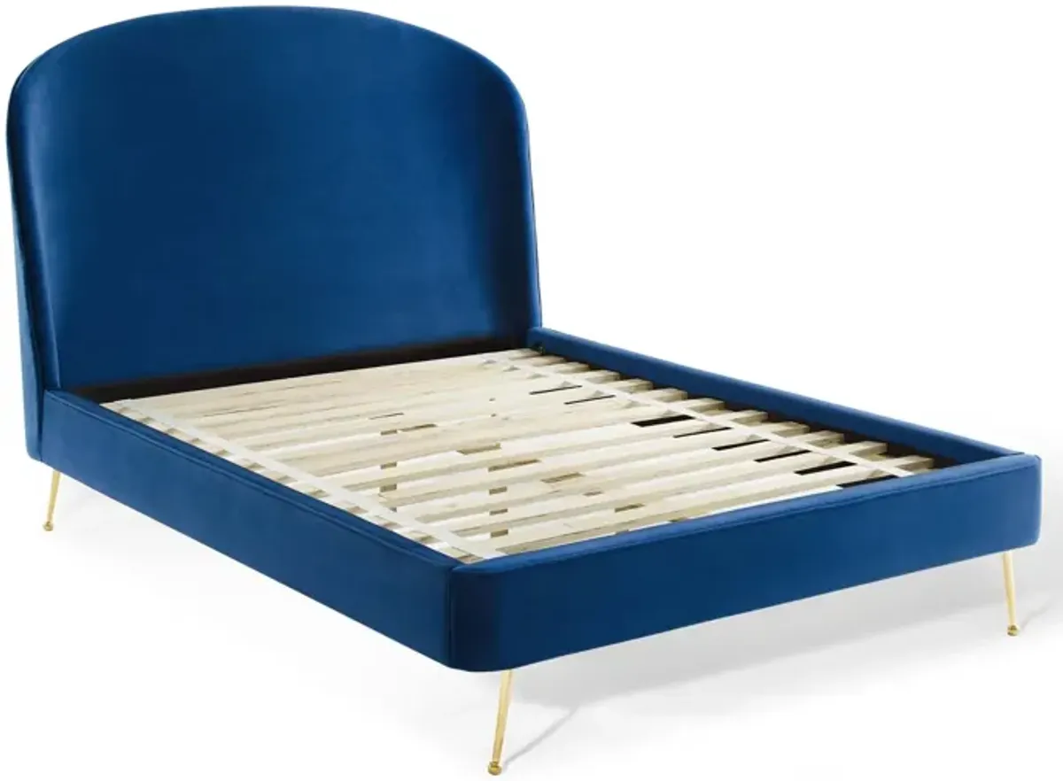 Modway - Mira Upholstered Performance Velvet Queen Platform Bed Navy