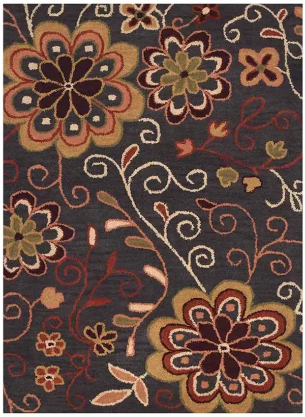 RUGSOTIC CARPETS HAND TUFTED WOOL ECO-FRIENDLY AREA RUGS  - 5'x8', Rectangle Shape, Charcoal, Floral Modern Design, High Pile Thick Handmade Anti Skid Area Rugs for Living Room, Bed Room (K00656)