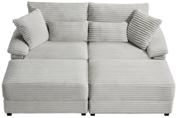 Merax Double Chaise Lounge Set with Reversible Storage Ottoman