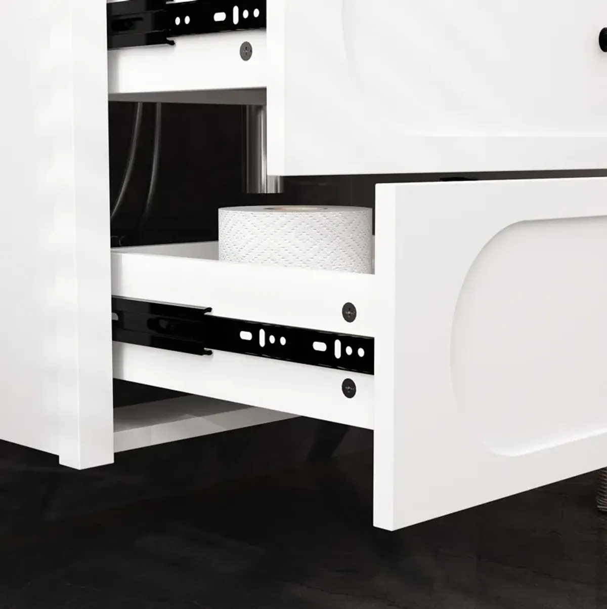 FUFU&GAGA Elegant White Bathroom Vanities with Dual Drawers and Sink,(29.9" W x 18.3" D x 18.7" H),White