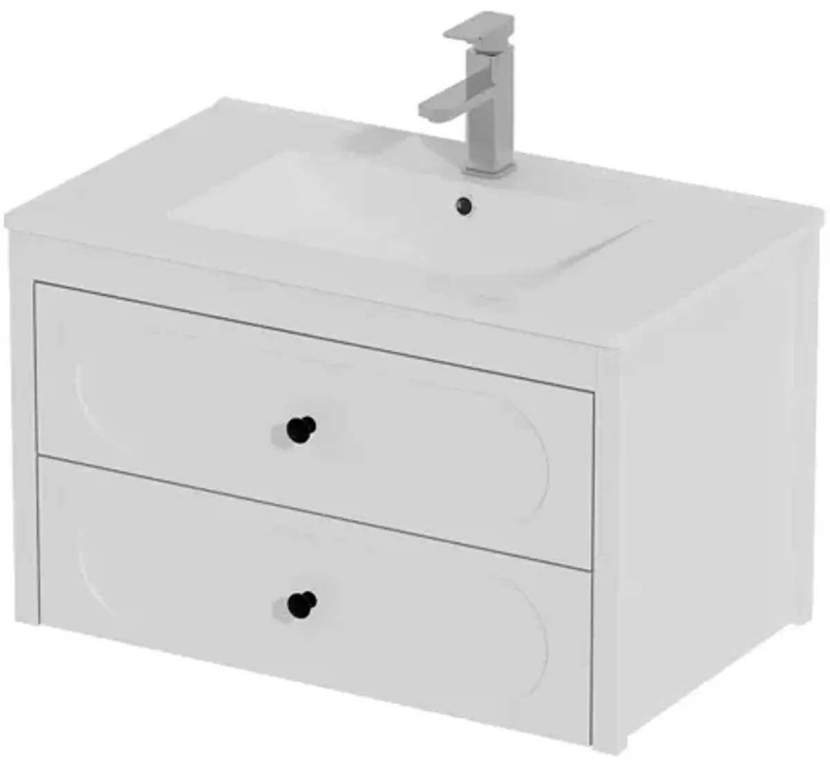 FUFU&GAGA Elegant White Bathroom Vanities with Dual Drawers and Sink,(29.9" W x 18.3" D x 18.7" H),White