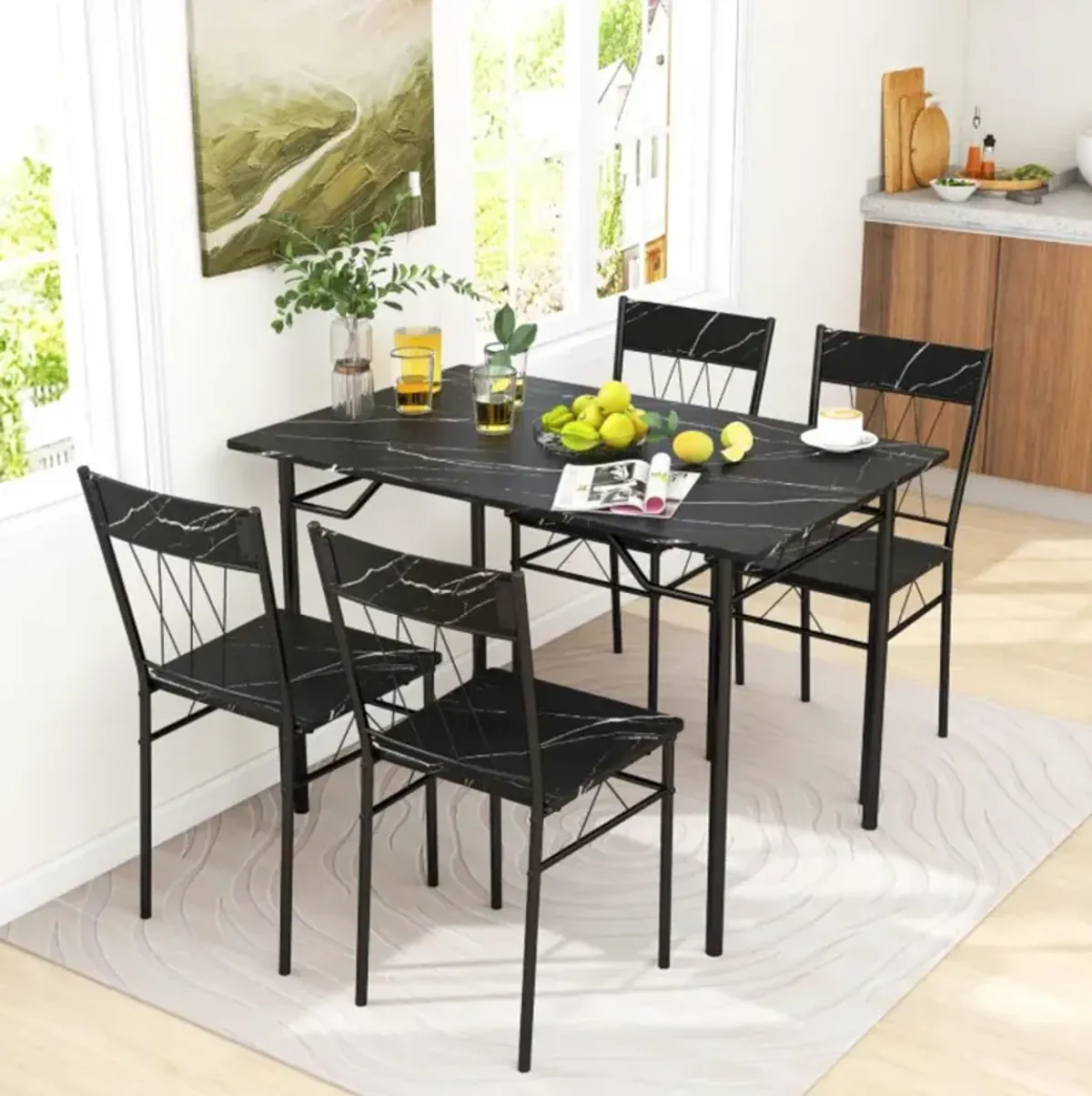 Hivvago 5-Piece Dining Table Set for 4 with Kitchen Table and 4 Dining Chairs