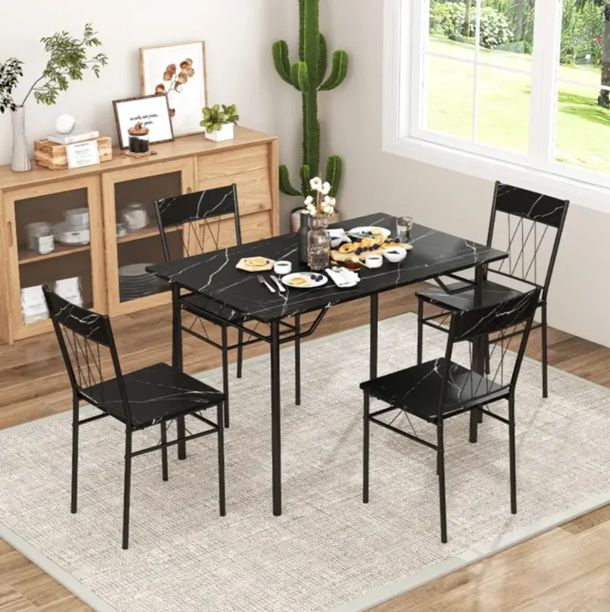 Hivvago 5-Piece Dining Table Set for 4 with Kitchen Table and 4 Dining Chairs