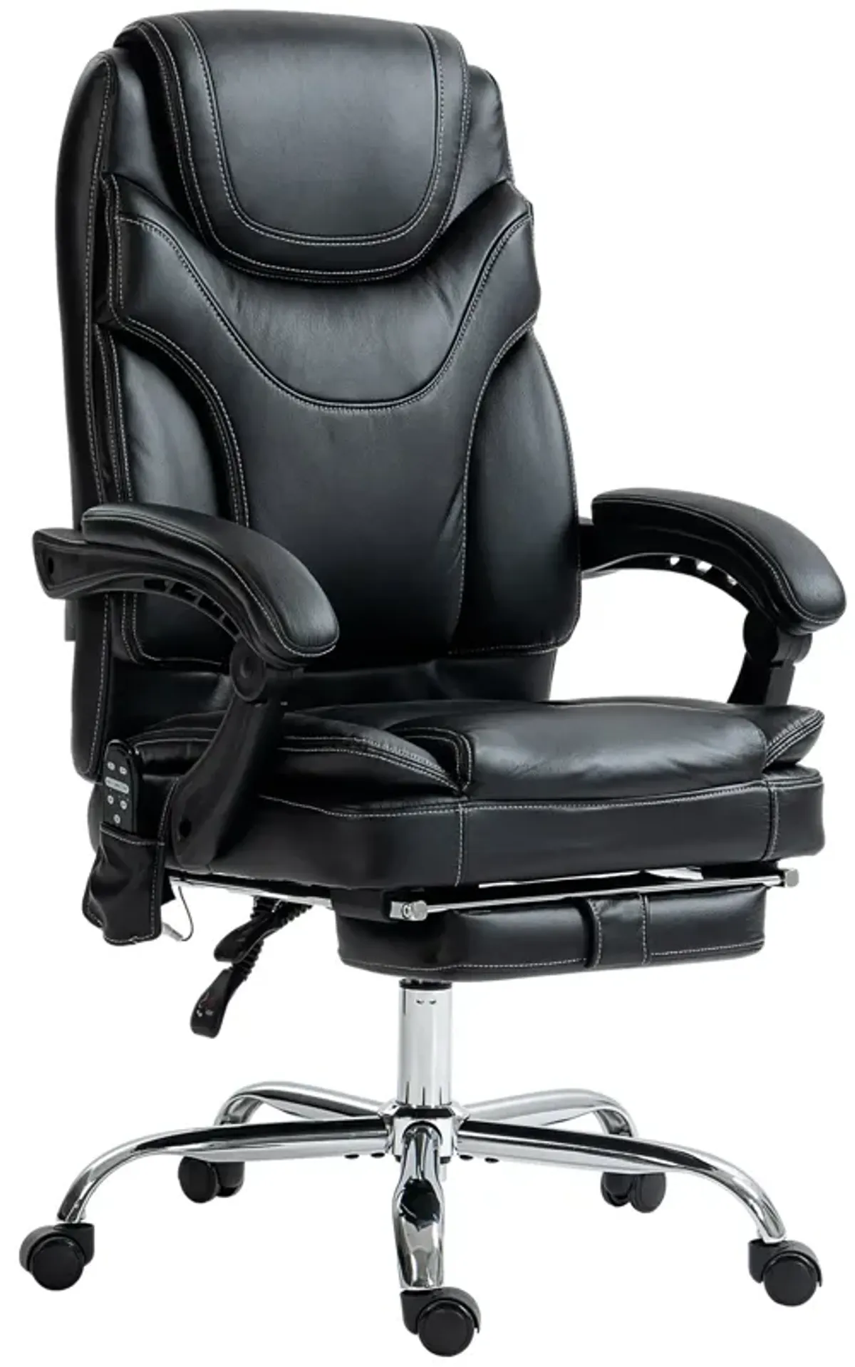 Black PU Leather Massage Chair: 6 Vibration Points, Heated