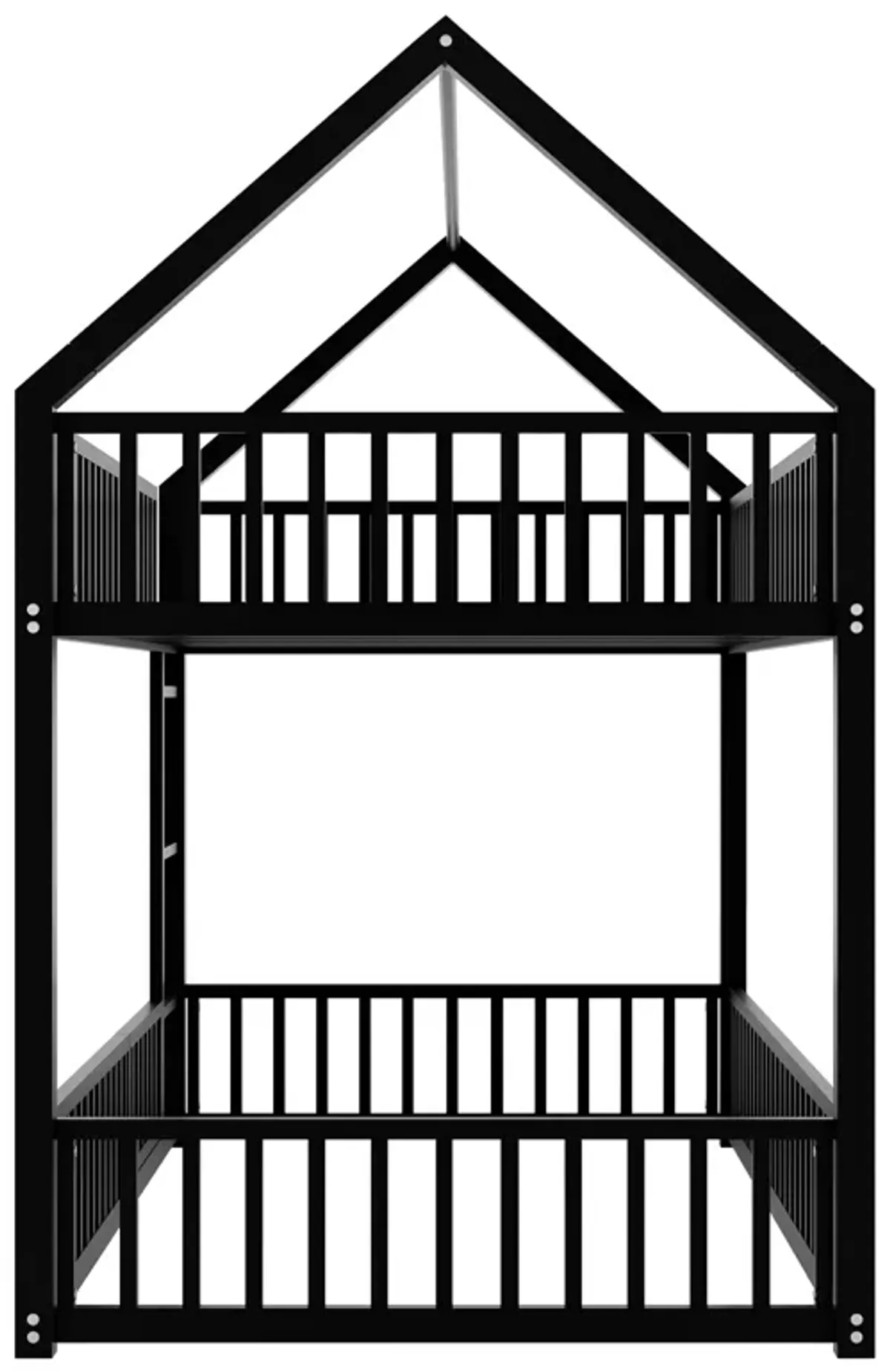 Merax House Bunk Bed with Fence and Door