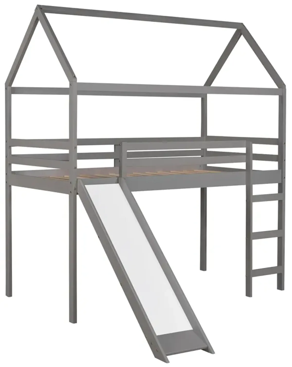 Merax Kids Children House Bed Loft Bed with Slide