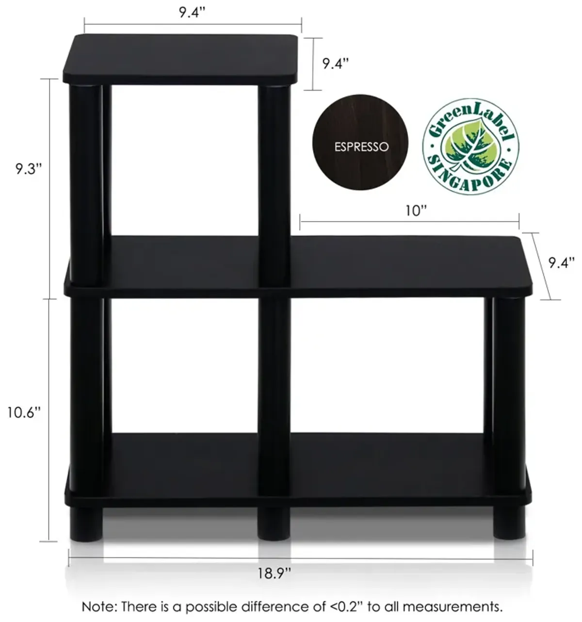 FurinnoFurinno Turn-N-Tube Accent Decorative Shelf, Espresso/Black