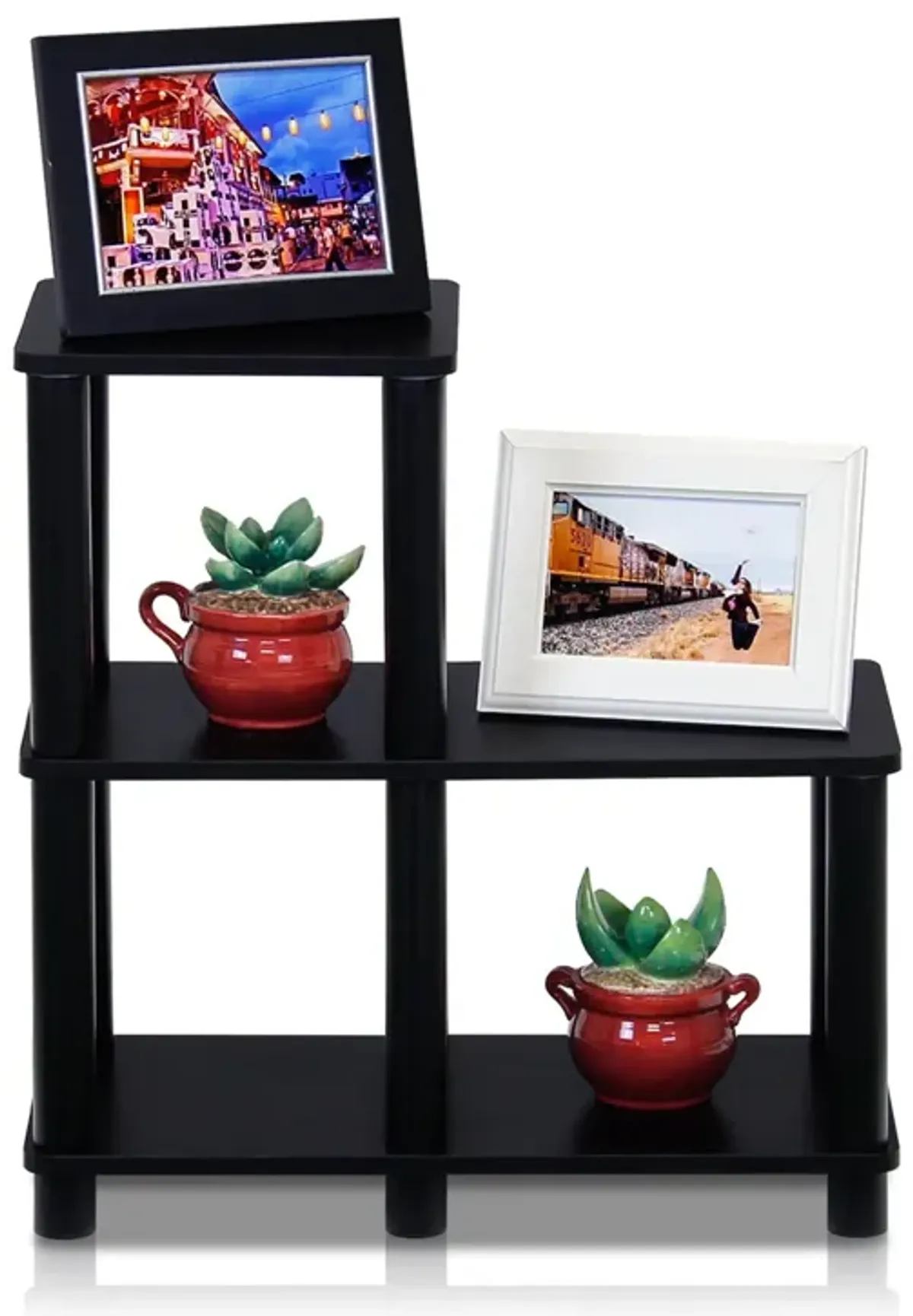 FurinnoFurinno Turn-N-Tube Accent Decorative Shelf, Espresso/Black