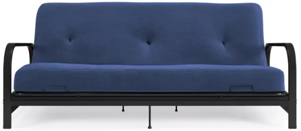 Atwater Living Max Black Metal Arm Full Size Futon Frame with 6” Thermobonded High Density Polyester Fill Futon Mattress