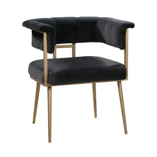 Belen Kox Grey Velvet Dining Chair with Antique Brass Frame, Belen Kox
