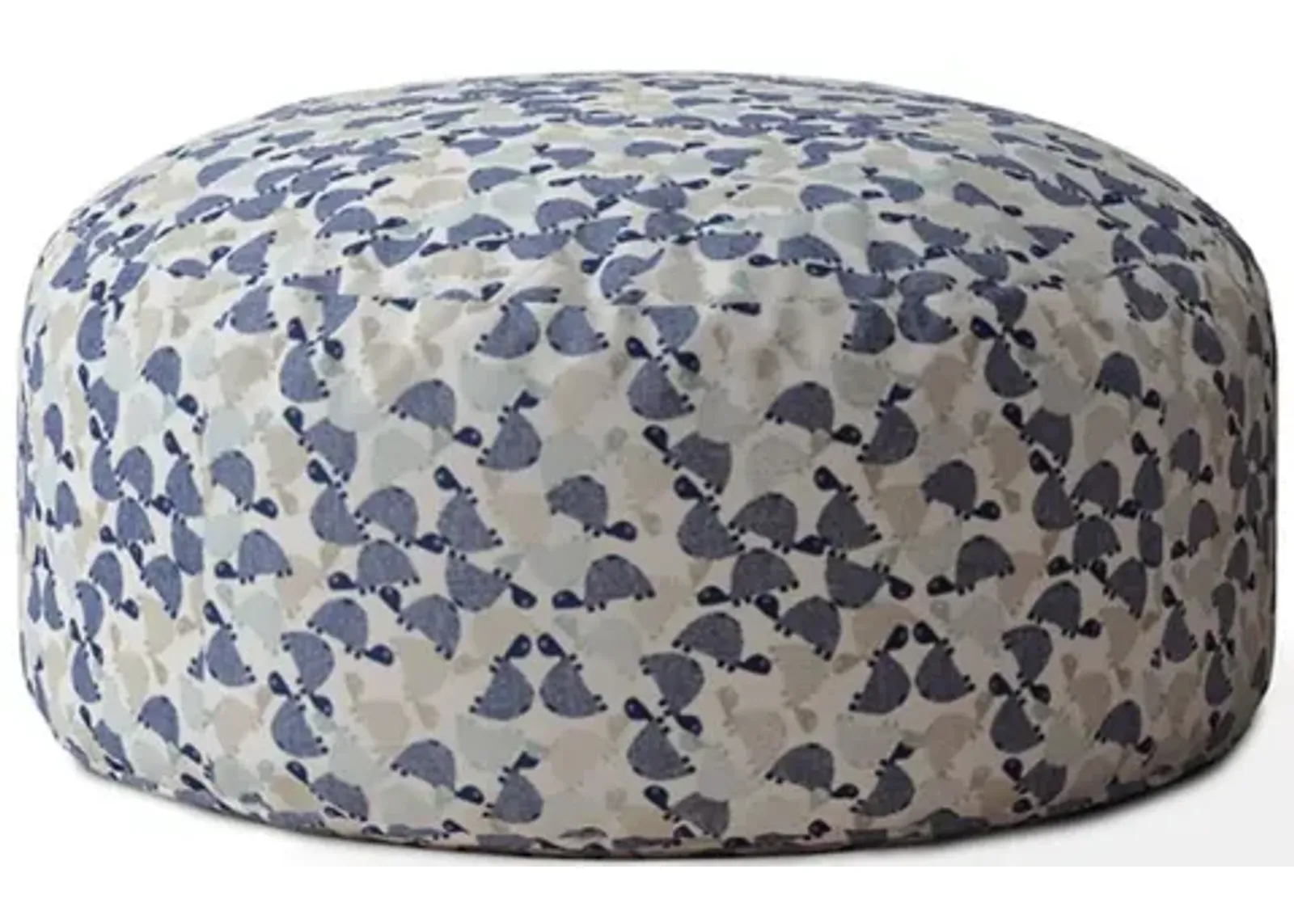 Homezia 24" Beige Round Animal Print Pouf Ottoman