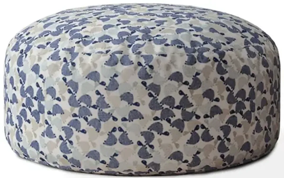 Homezia 24" Beige Round Animal Print Pouf Ottoman