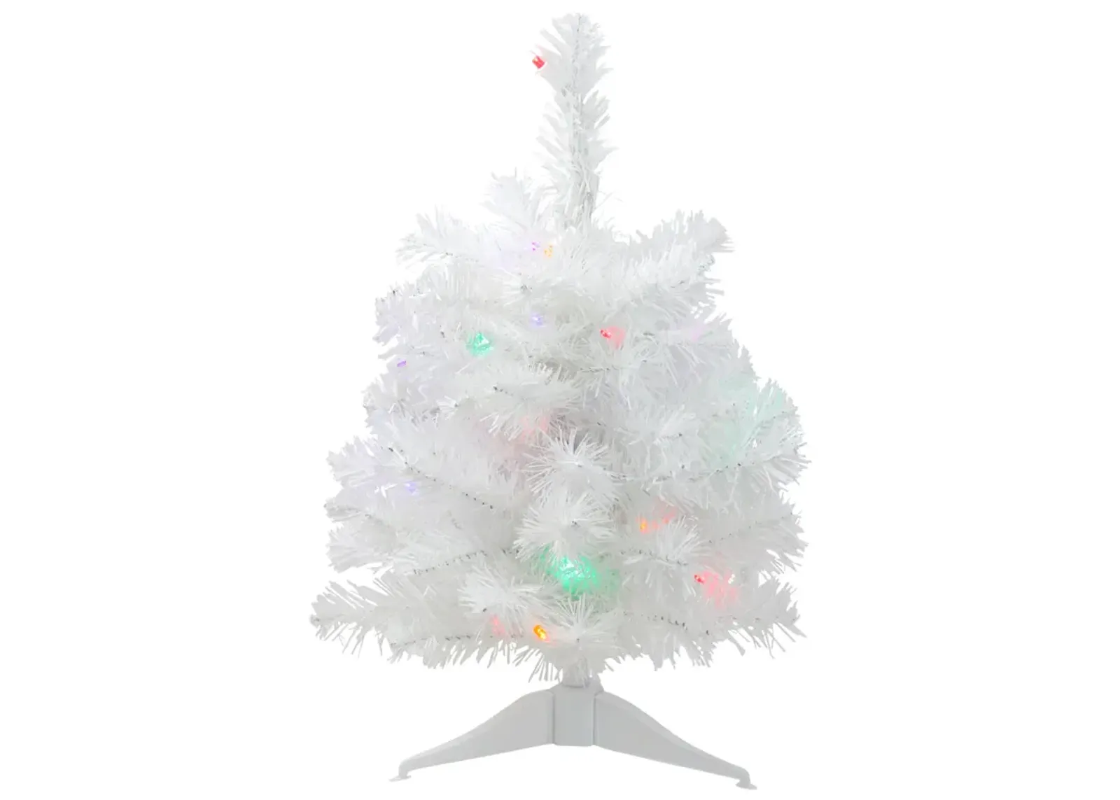 18" Pre-Lit Snow White Artificial Christmas Tree - Multicolor Lights