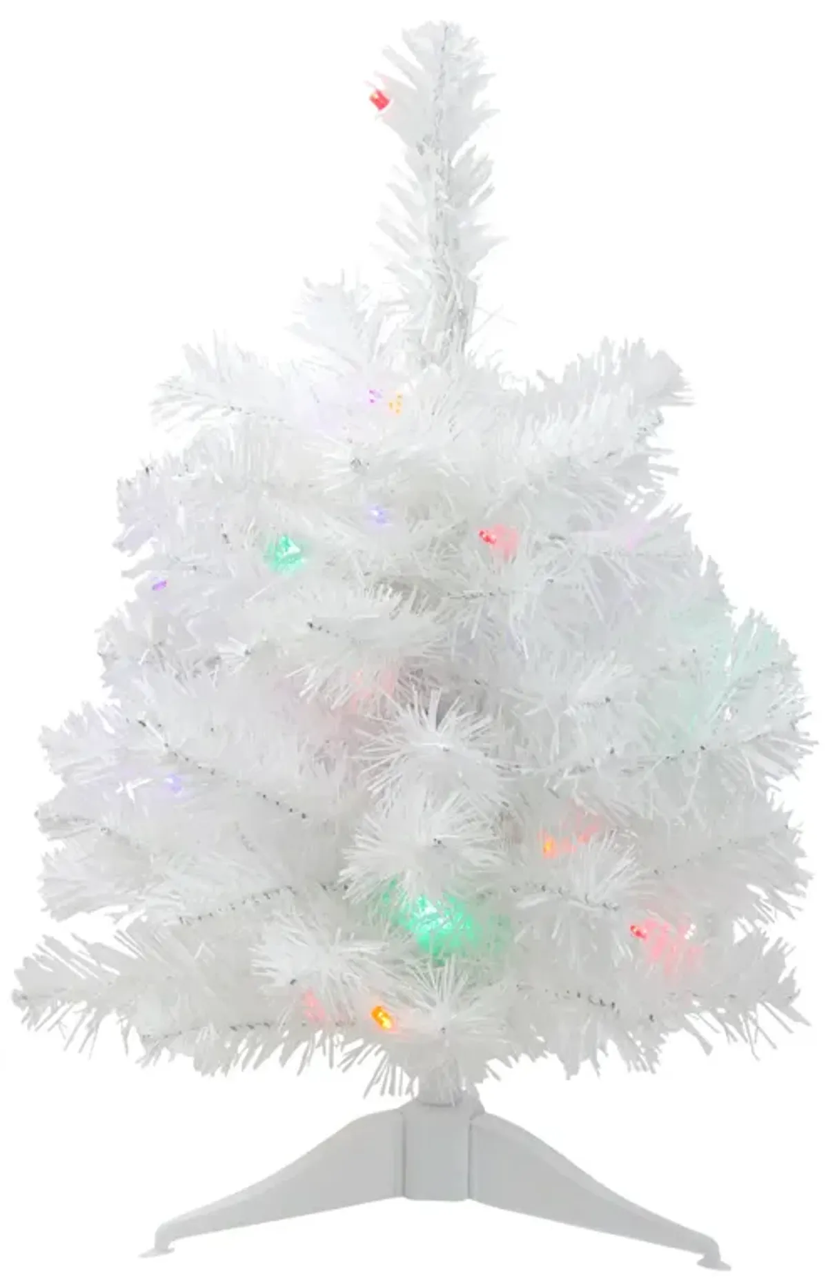 18" Pre-Lit Snow White Artificial Christmas Tree - Multicolor Lights