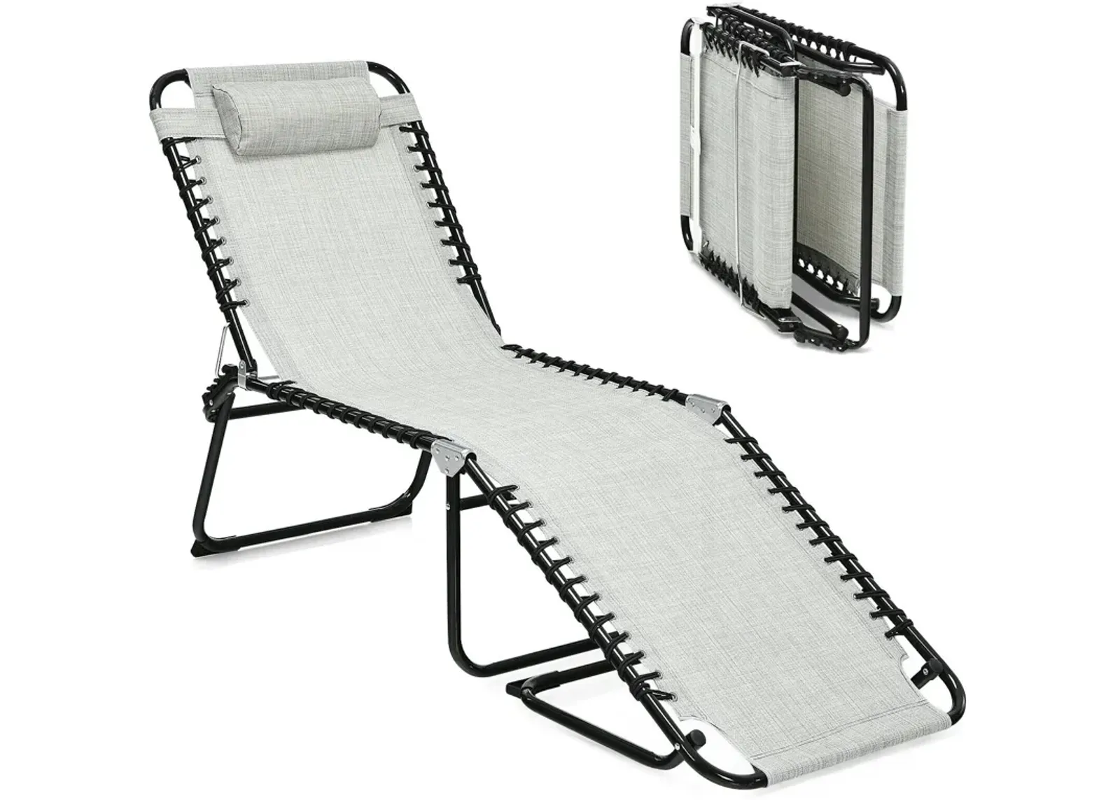 Folding Heightening Design Beach Lounge Chair with Pillow for Patio