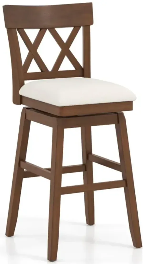 Hivvago 30 Inch Bar Stool with Contoured Backrest and Swivel Padded Seat
