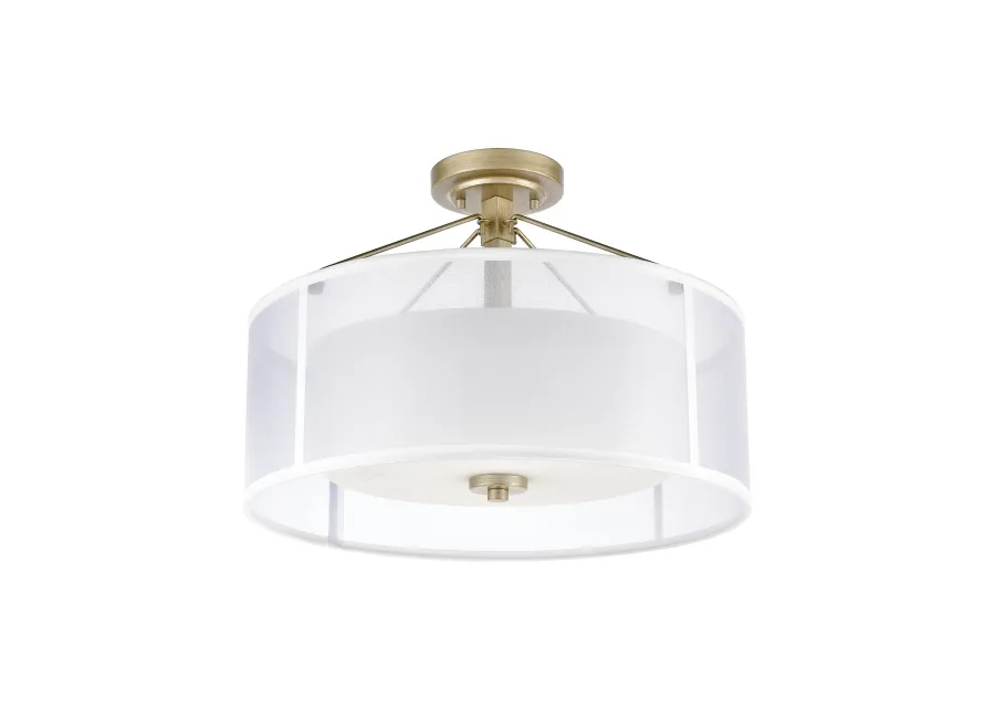 Diffusion 18'' Wide 3-Light Silver Semi Flush Mount