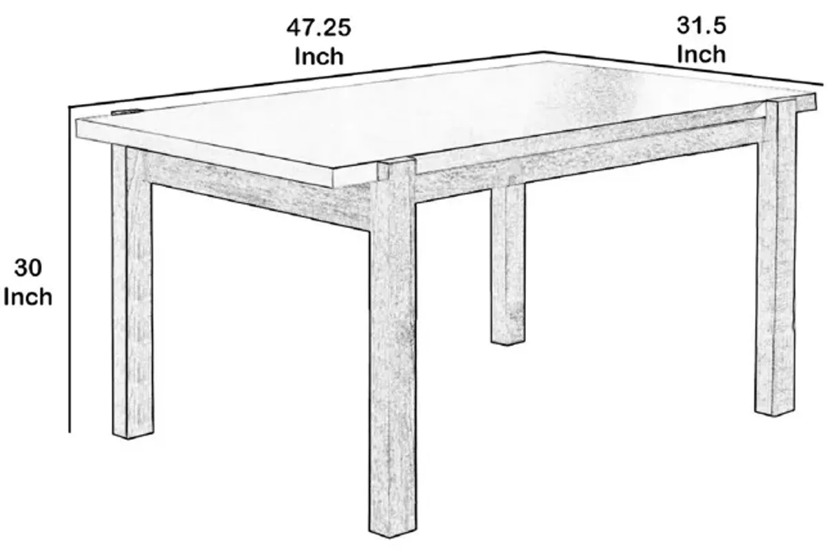 Rectangular Wooden Dining Table with Straight Legs, White and Brown-Benzara