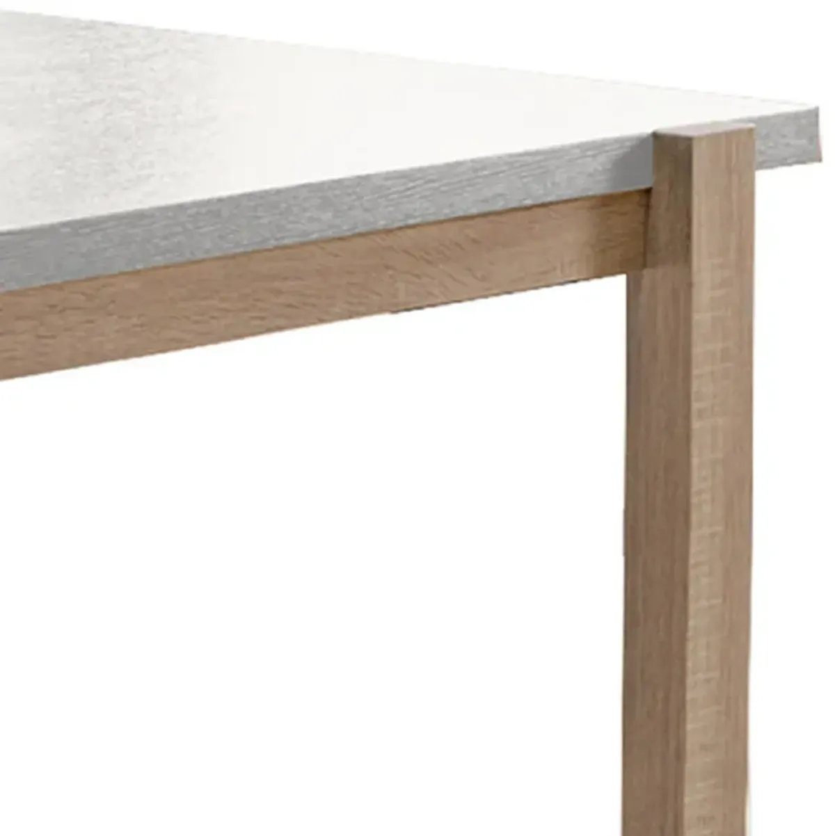 Rectangular Wooden Dining Table with Straight Legs, White and Brown-Benzara