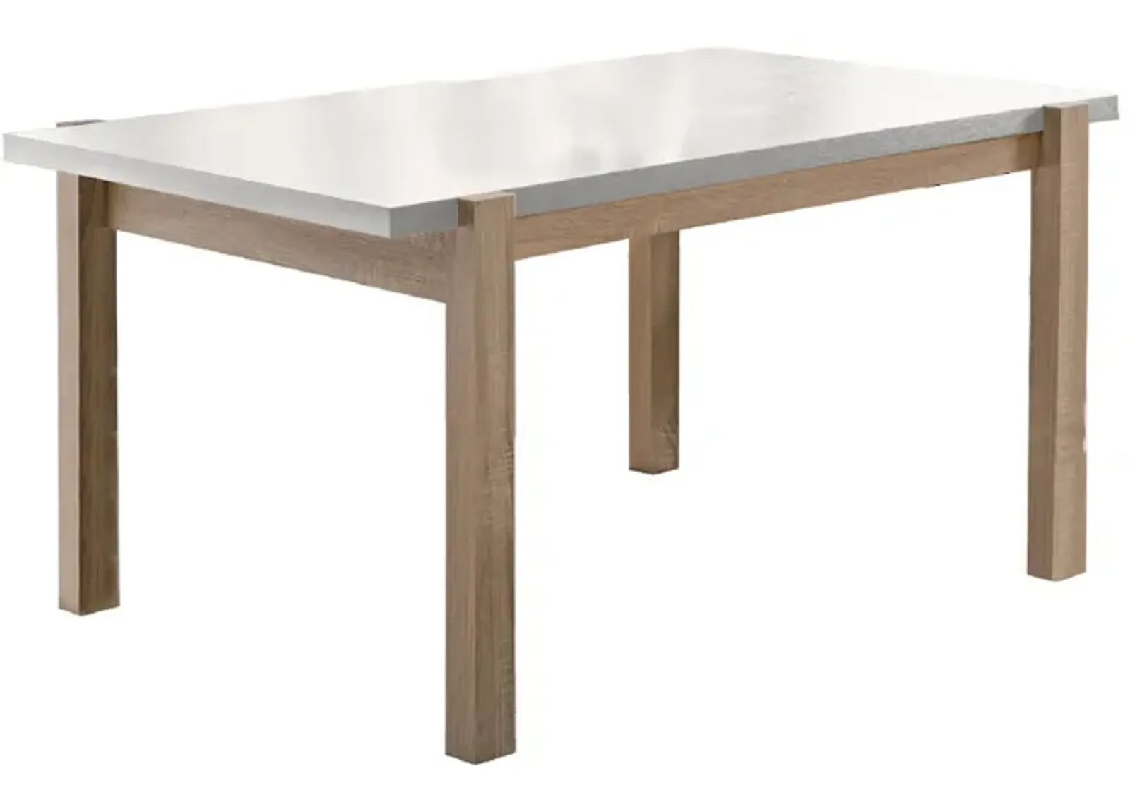 Rectangular Wooden Dining Table with Straight Legs, White and Brown-Benzara