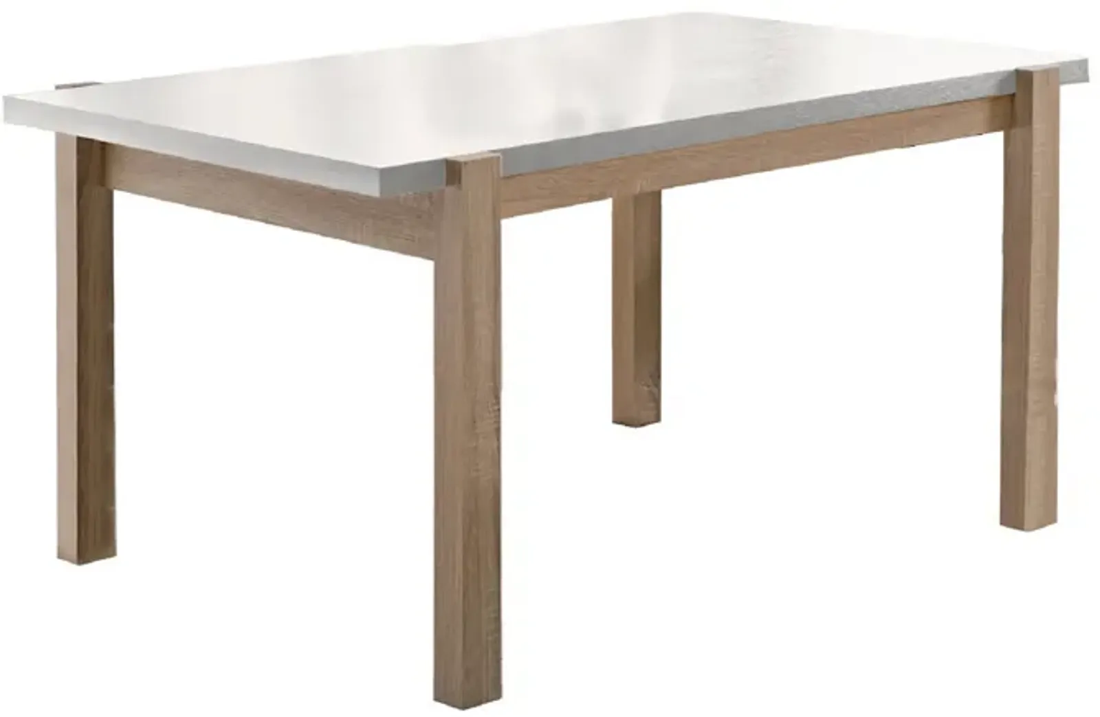 Rectangular Wooden Dining Table with Straight Legs, White and Brown-Benzara