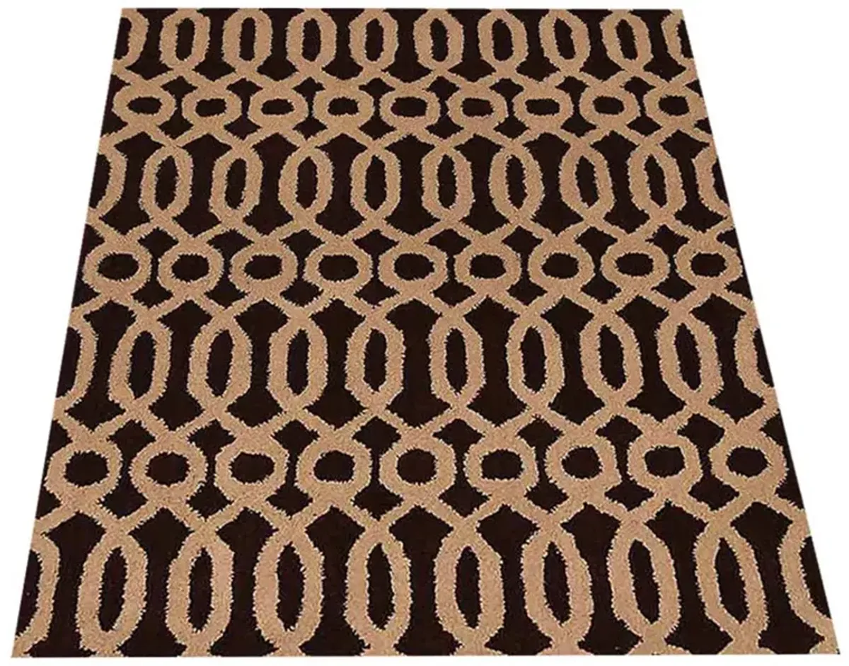 RUGSOTIC CARPETS HAND TUFTED WOOL ECO-FRIENDLY AREA RUGS  - 5'x8', Rectangle Shape, Brown & Beige, Contemporary Modern Design, High Pile Handmade Area Rugs for Living Room, Bed Room (K00734)