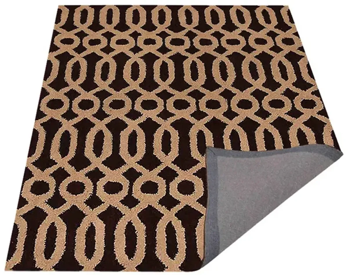 RUGSOTIC CARPETS HAND TUFTED WOOL ECO-FRIENDLY AREA RUGS  - 5'x8', Rectangle Shape, Brown & Beige, Contemporary Modern Design, High Pile Handmade Area Rugs for Living Room, Bed Room (K00734)