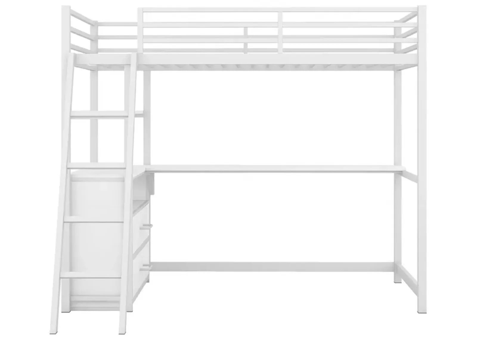 Merax Metal&Wood Loft Bed with Desk and Shelves